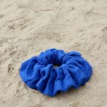 Chouchou bleu double gaze de coton – Bleu azur